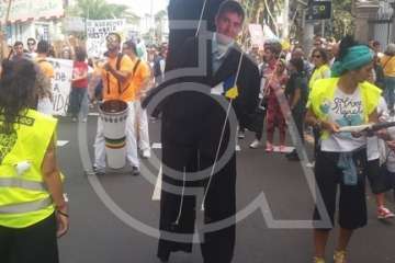 Telde se dejó ver en la protesta contra el macromuelle de Agaete (Foto TA)